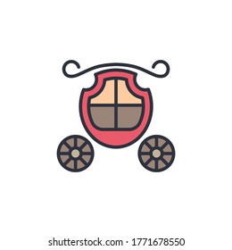 Wedding carriage vector icon symbol isolated on white background