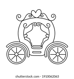 Wedding carriage vector illustration, isolated linear style pictogram 