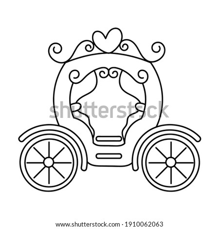 Wedding carriage vector illustration, isolated linear style pictogram 