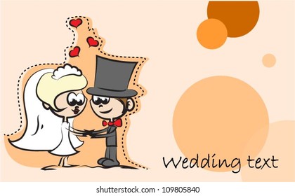 Wedding cartoon bride and groom