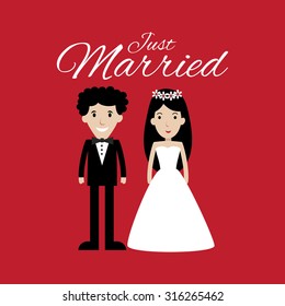 Wedding cartoon characters - the bride and groom
