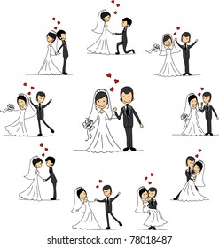 Wedding cartoon characters - the bride and groom