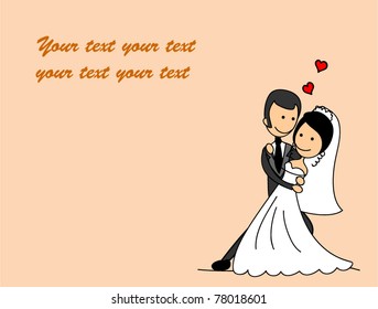 Wedding cartoon characters - the bride and groom