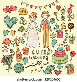 Wedding cartoon set