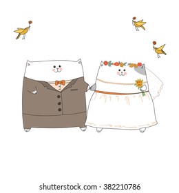 Wedding cats. Illustration for design