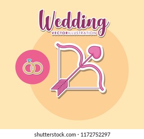wedding celebration card with cupid bow