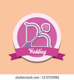 wedding celebration card with cupid bow
