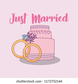 wedding celebration card with sweet cake