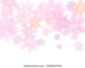Wedding celebration decor. Fresh floral background. Pink sakura blossom falling parts.