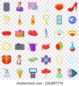 Wedding celebration icons set. Cartoon style of 36 wedding celebration vector icons for web for any design