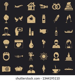 Wedding celebration icons set. Simple style of 36 wedding celebration vector icons for web for any design