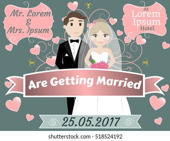 Wedding Celebration, Mr and Mrs Getting Married, Invitation, Greeting, EPS10
