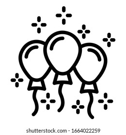 Wedding ceremony balloons icon. Outline wedding ceremony balloons vector icon for web design isolated on white background