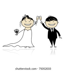 Wedding ceremony - bride and groom together for your design