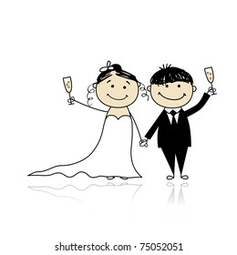 Wedding ceremony - bride and groom together for your design