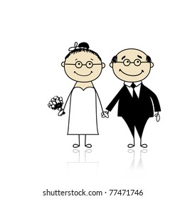 Wedding ceremony - bride and groom together for your design