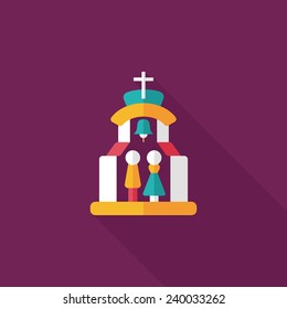 wedding ceremony in chruch flat icon with long shadow,eps10