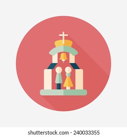 wedding ceremony in chruch flat icon with long shadow,eps10