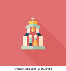 wedding ceremony in chruch flat icon with long shadow,eps10