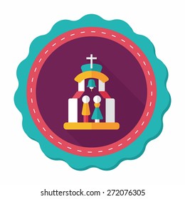 wedding ceremony in chruch flat icon with long shadow,eps10