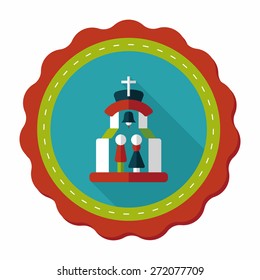 wedding ceremony in chruch flat icon with long shadow,eps10