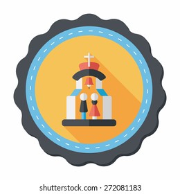 wedding ceremony in chruch flat icon with long shadow,eps10