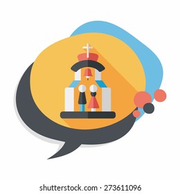 wedding ceremony in chruch flat icon with long shadow,eps10