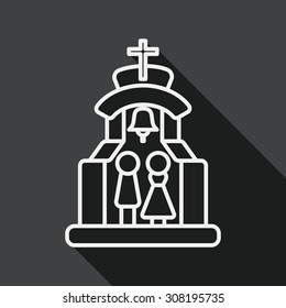 wedding ceremony in chruch flat icon with long shadow, line icon