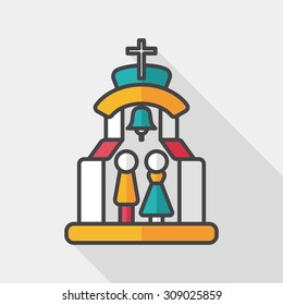 wedding ceremony in chruch flat icon with long shadow,eps10