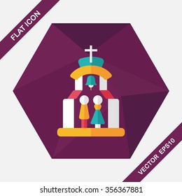 wedding ceremony in chruch flat icon with long shadow,eps10