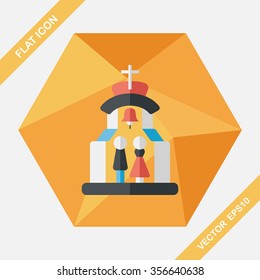 wedding ceremony in chruch flat icon with long shadow,eps10