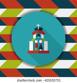 wedding ceremony in chruch flat icon with long shadow,eps10