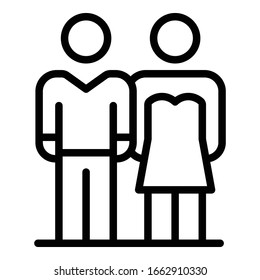 Wedding ceremony couple icon. Outline wedding ceremony couple vector icon for web design isolated on white background