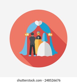 wedding ceremony flat icon with long shadow,eps10
