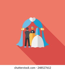 wedding ceremony flat icon with long shadow,eps10