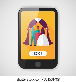 wedding ceremony flat icon with long shadow,eps10
