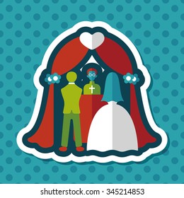 wedding ceremony flat icon with long shadow,eps10