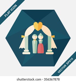 wedding ceremony flat icon with long shadow,eps10