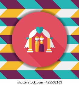wedding ceremony flat icon with long shadow,eps10