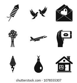 Wedding ceremony icons set. Simple set of 9 wedding ceremony vector icons for web isolated on white background
