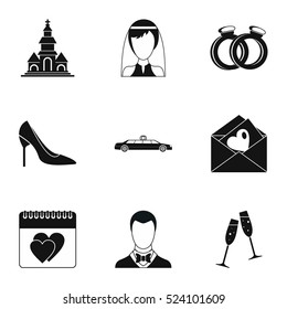 Wedding ceremony icons set. Simple illustration of 9 wedding ceremony vector icons for web