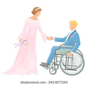 wedding ceremony for people with disabilities, bride and groom in wheelchairs