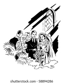 Wedding Ceremony - Retro Clip Art