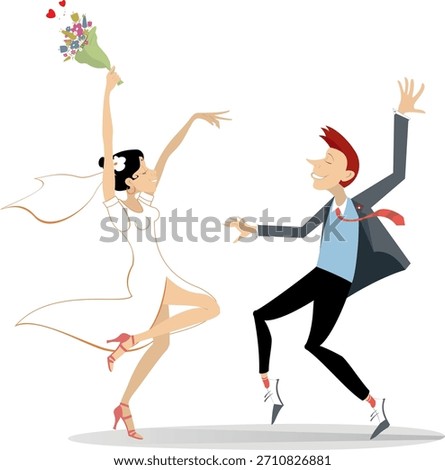 Wedding ceremony. Romantic dancing married wedding couple
