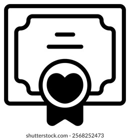 wedding certificate icon with mixed style. Suitable for website design, logo, app, UI and etc. Based on the size of the icon in general, so it can be reduced.