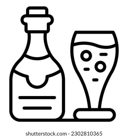 Wedding champagne bottle icon outline vector. Event service. Ceremony party