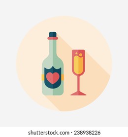 wedding champagne flat icon with long shadow,eps10