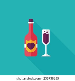 wedding champagne flat icon with long shadow,eps10