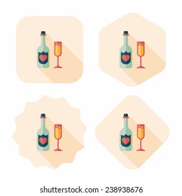 wedding champagne flat icon with long shadow,eps10
