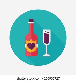 wedding champagne flat icon with long shadow,eps10
